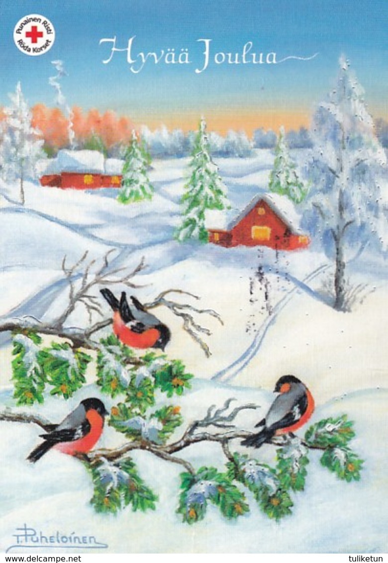 Postal Stationery - Birds - Bullfinches In Winter Landscape - Red Cross - Suomi Finland - Postage Paid - Ganzsachen