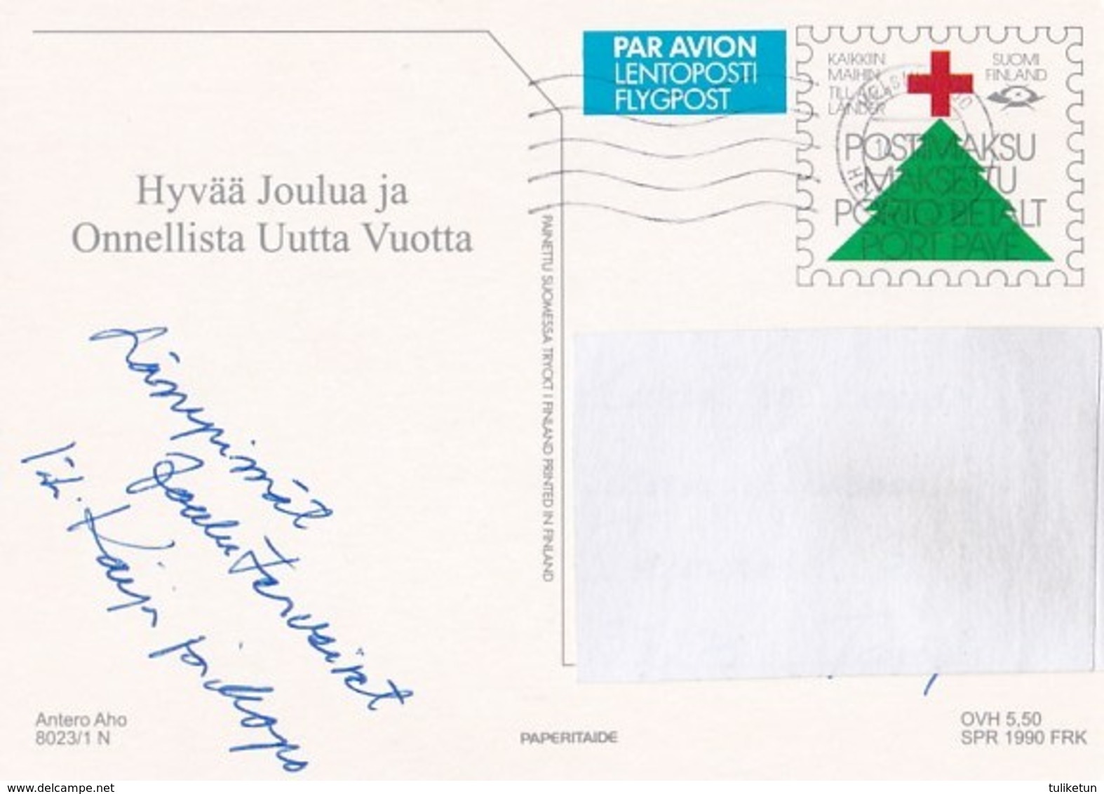 Postal Stationery - Winter Scene - Landscape - Birds - Bullfinches - Red Cross 1990 - Suomi Finland - Postage Paid - Entiers Postaux