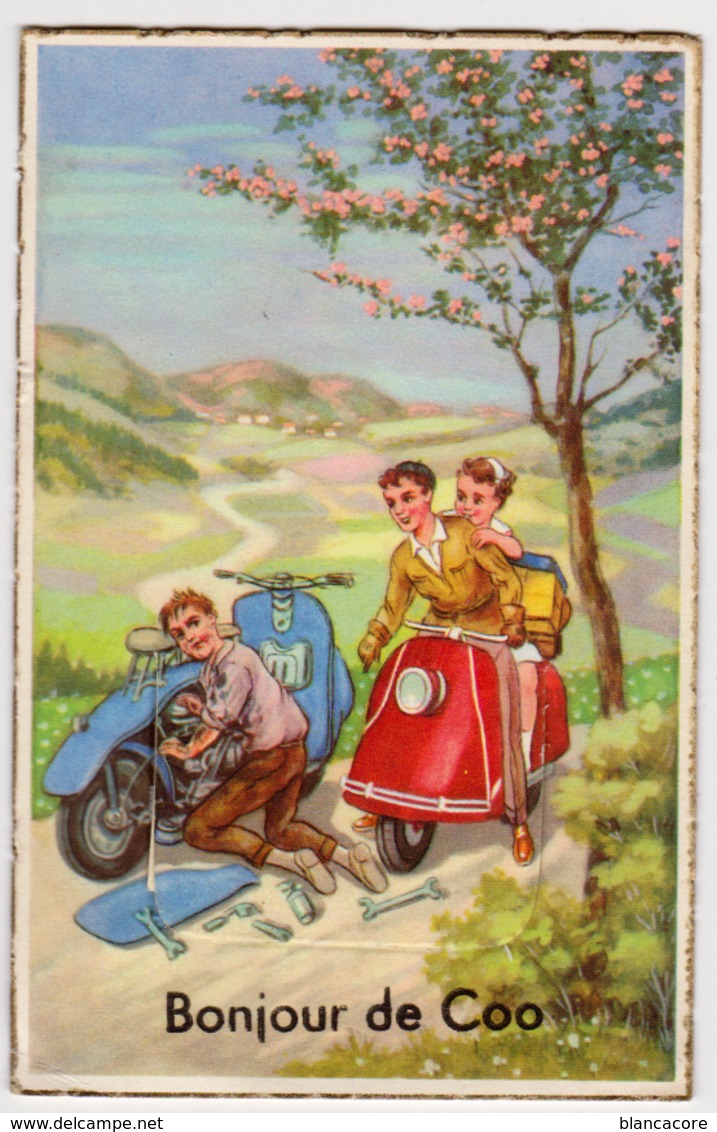 Carte à Système COO STAVELOT / Cachet Poste Trois Ponts )  Jeunes Gens En Scooter - Stavelot