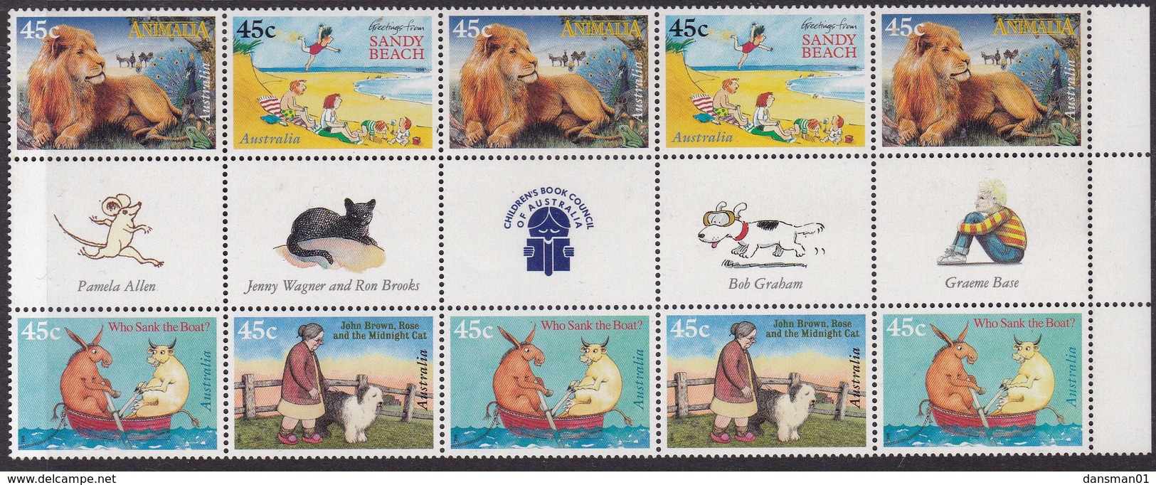 Australia 1996 Childrens Books Sc 1548-51 Mint Never Hinged Gutter - Mint Stamps