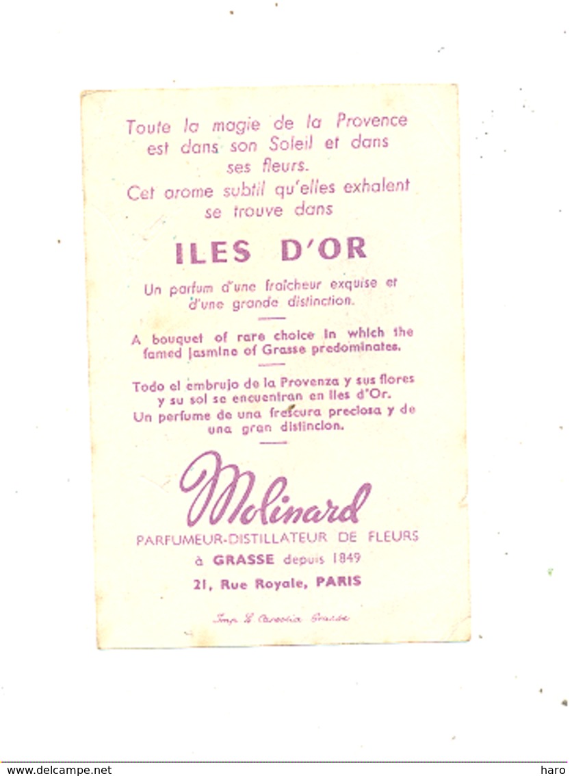 Carte Parfumée  - Parfum " Iles D'Or " De MOLINARD  (b254) - Vintage (until 1960)