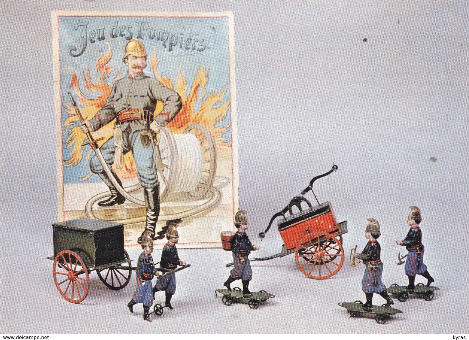 RARE . CPM 10x15 . Boîte De Jouets SAPEURS-POMPIERS De Tôle Peinte (1880) Musée Du Jouet . POISSY (78) - Firemen