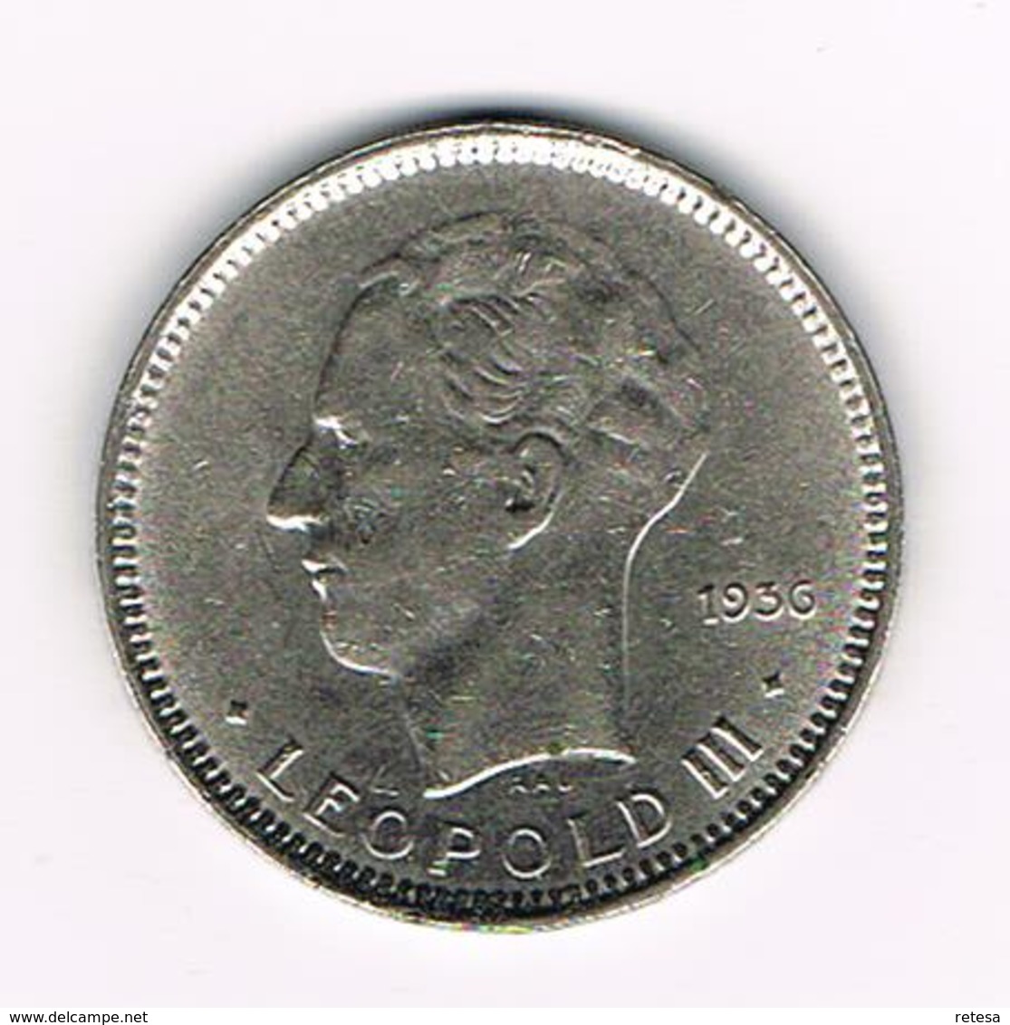 //  LEOPOLD III  5 FRANK  RAU 1936 FR POSITIE B - 5 Francs