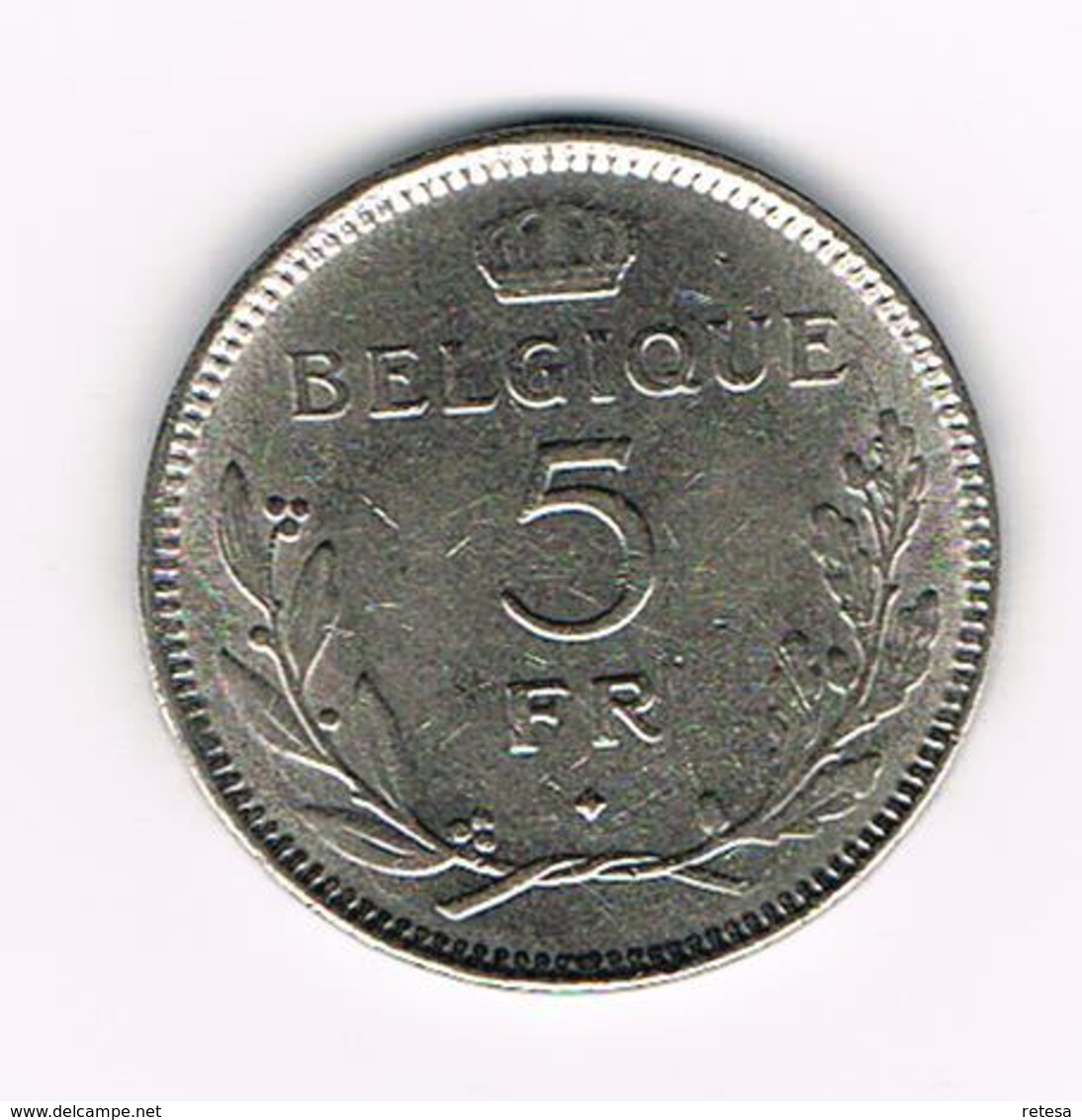 //  LEOPOLD III  5 FRANK  RAU 1936 FR POSITIE B - 5 Francs