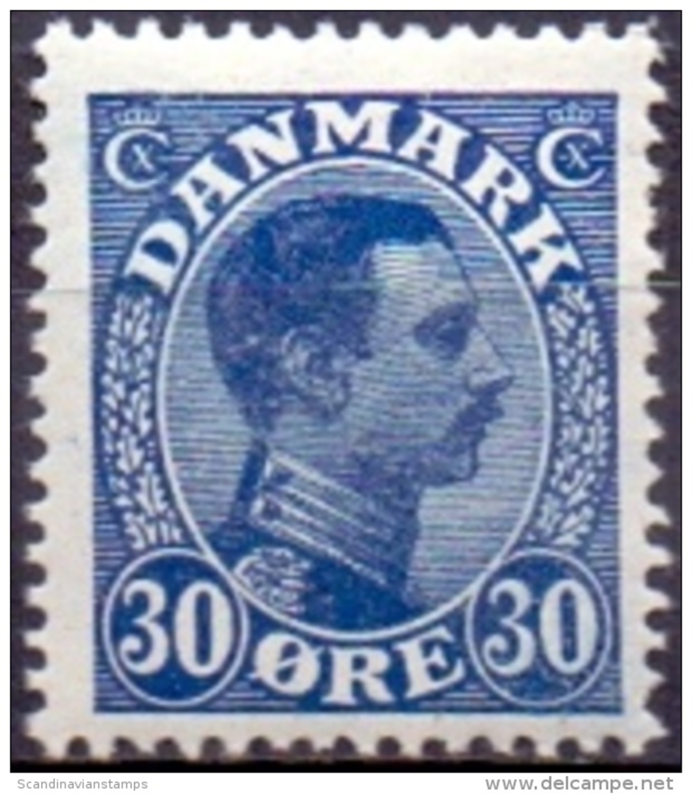 DENEMARKEN 1913-1925 30öre Blauw Christian X PF-MNH - Unused Stamps