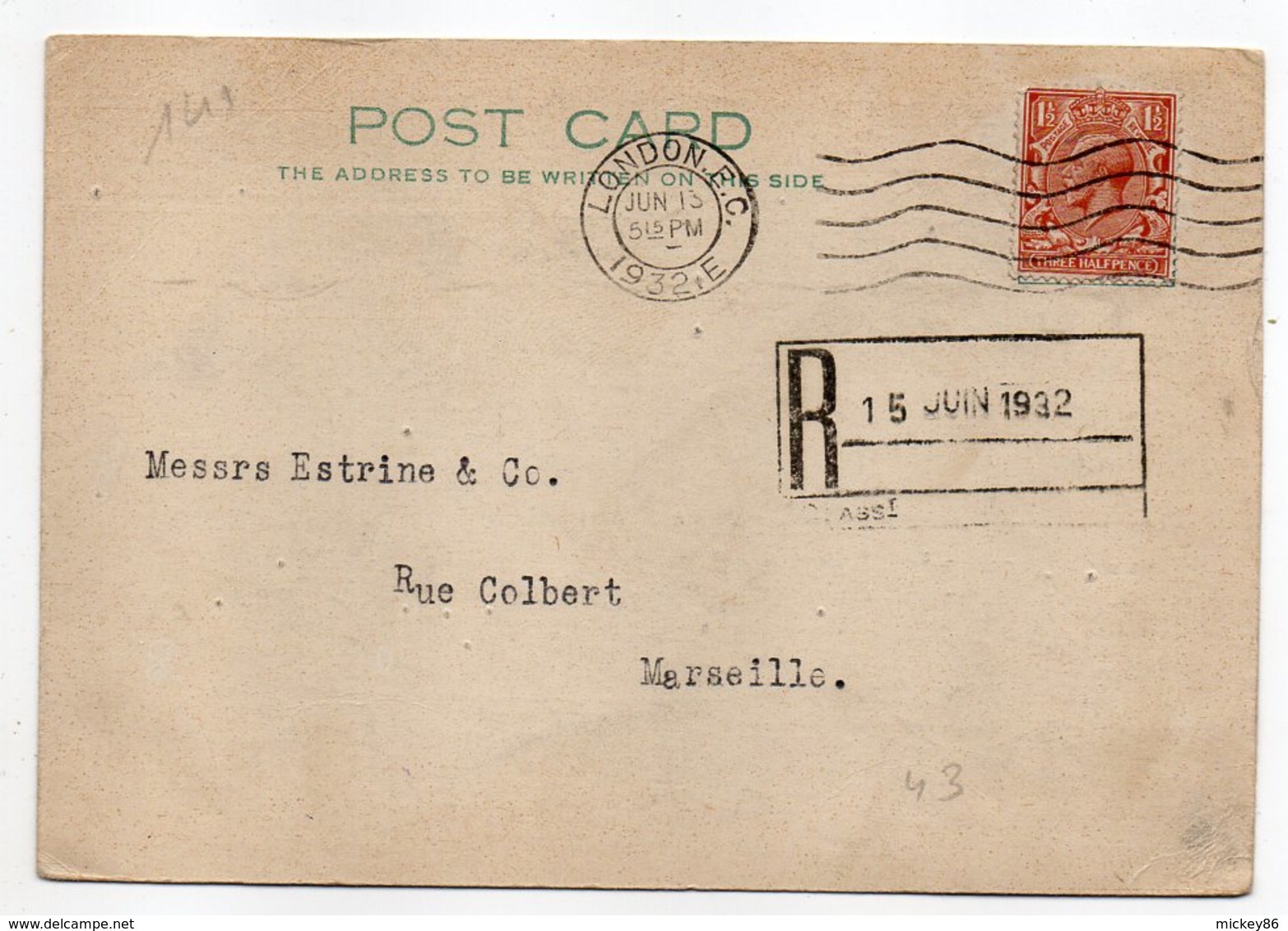 Grande-Bretagne--1932- 2 Cartes Postales LONDRES Pour MARSEILLE (France)-timbres -cachets-Allen & Sons - Lettres & Documents