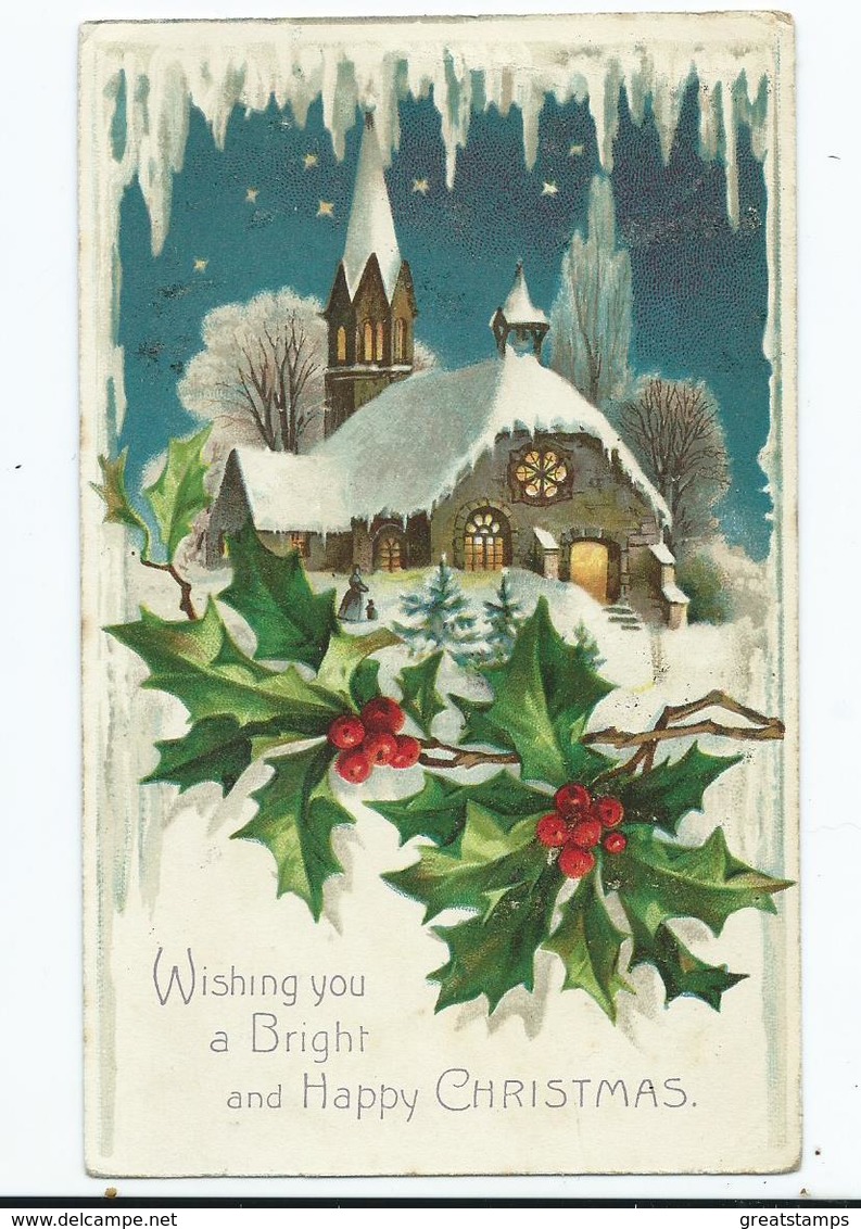 Christmas Postcard  Wishing You A Bright And Happy Christmas Posted 1907 - Otros & Sin Clasificación