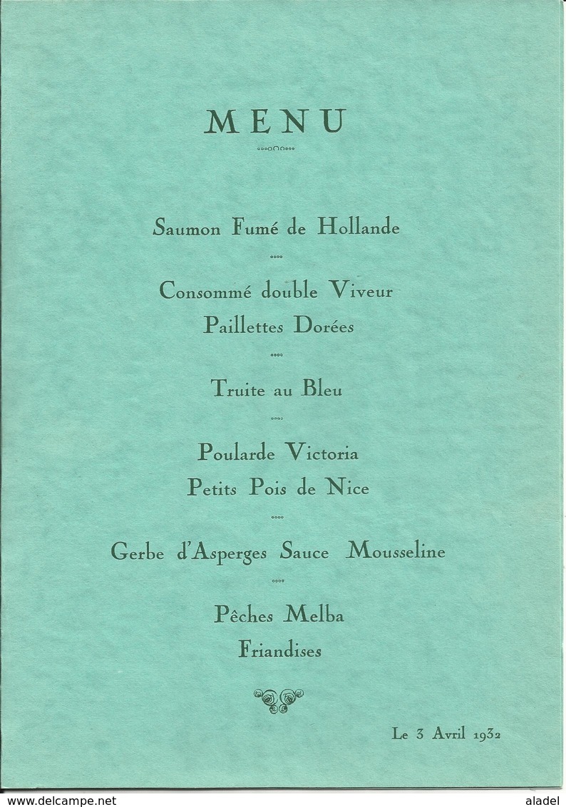 Pochette Du Menu De L'HOTEL DE PARIS à MONTE-CARLO Du 3 Avril 1932 - Unclassified