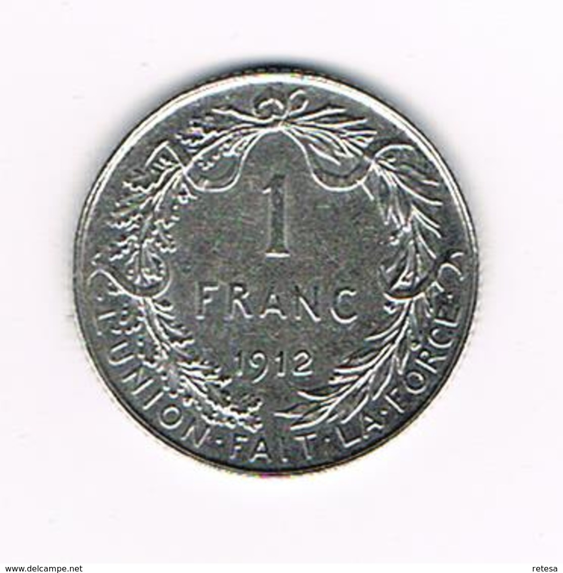 //  BELGIE ALBERT I  1 FRANK 1912  FR  ZILVER - 1 Franc