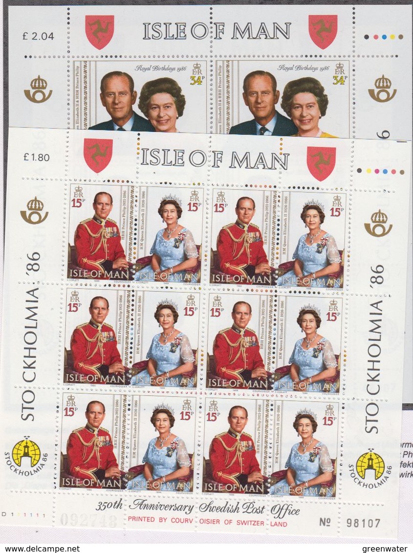 Isle Of Man 1986 Royal Birthdays 3v In 2 Sheetlets ** Mnh (43504) - Isla De Man