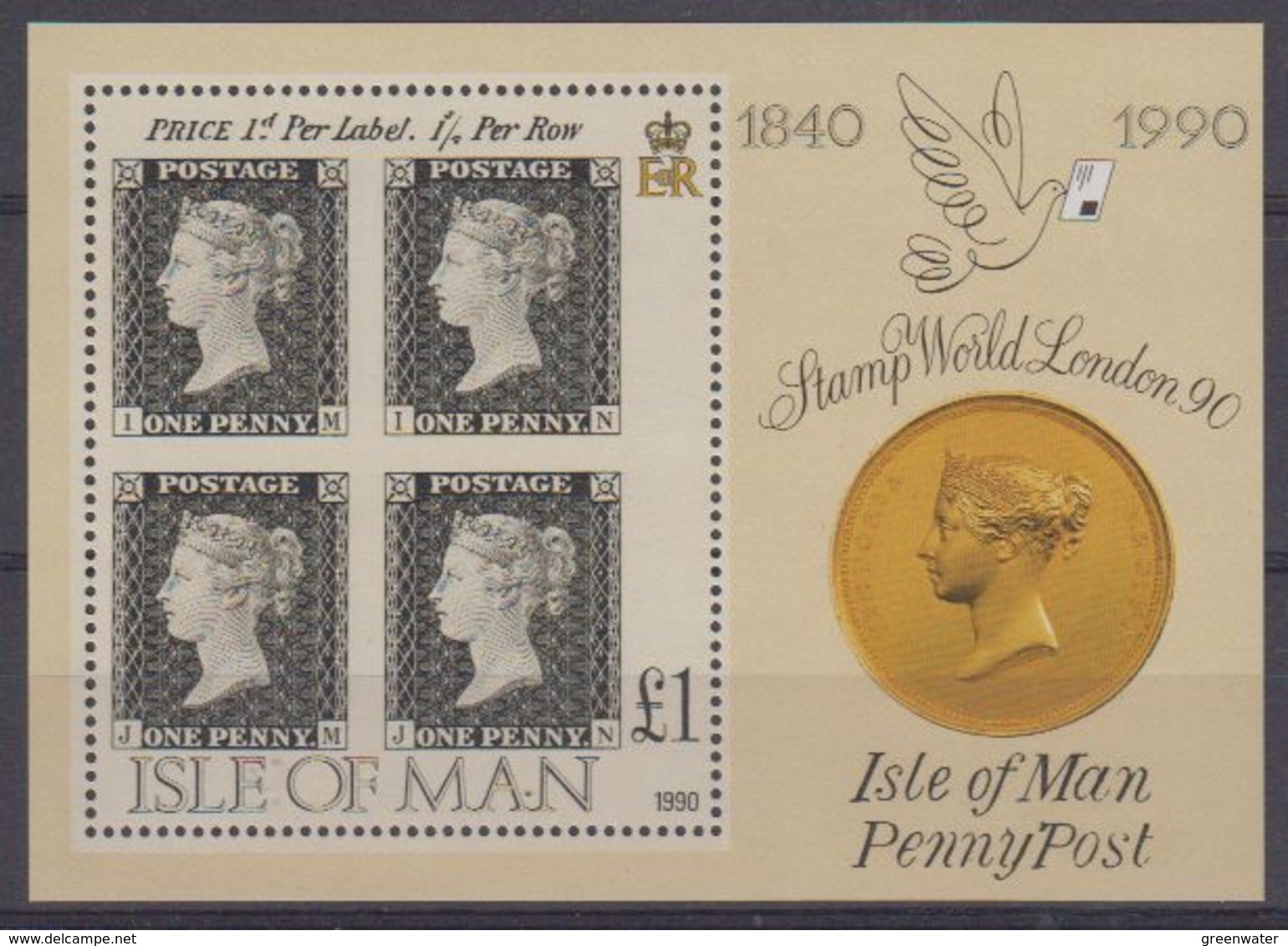 Isle Of Man 1990 Penny Black M/s **  Mnh (43505F) - Man (Eiland)