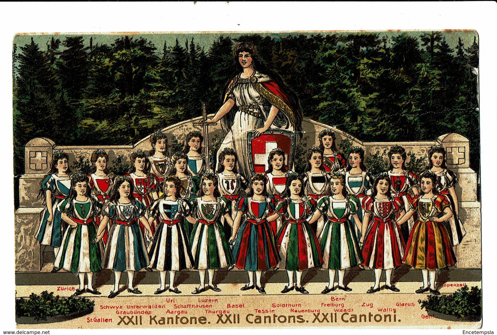 CPA - Carte Postale-SUISSE - 22 Cantons Représenté Par Des Jeunes Filles-1911" -VM4573 - Europe