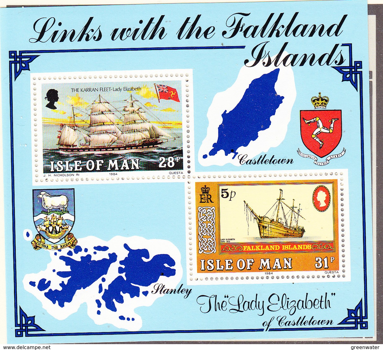 Isle Of Man 1984  Links With The Falkland Islands M/s ** Mnh (43505I) - Man (Eiland)