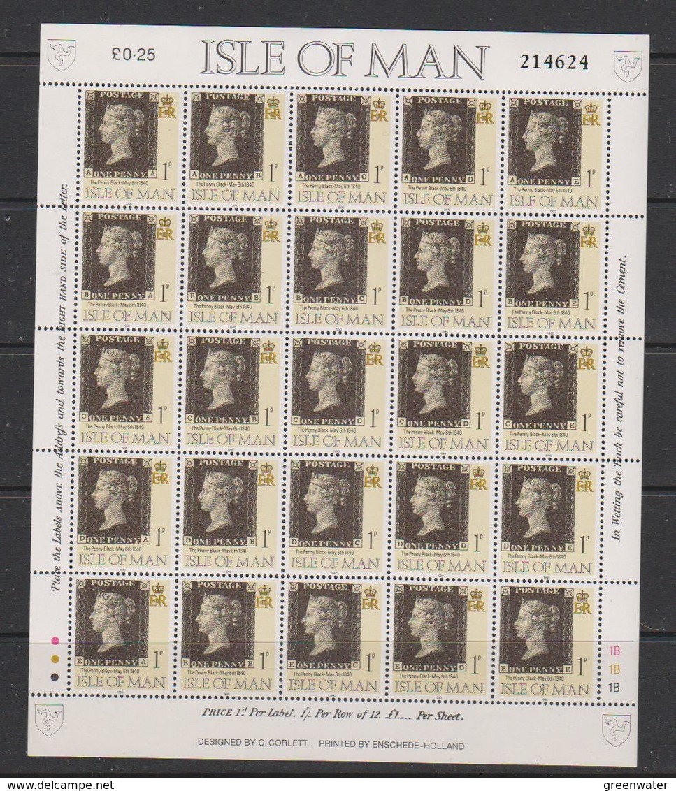 Isle Of Man 1990 Penny Black 1v Sheetlet **  Mnh (F7868) - Man (Eiland)