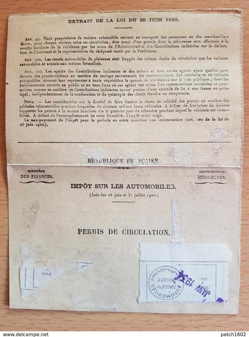 HERBIGNIES 1930 Permis Motocyclette Et Un Permis Automobile MONSIEUR DELWARDE PIERRE. - Unclassified