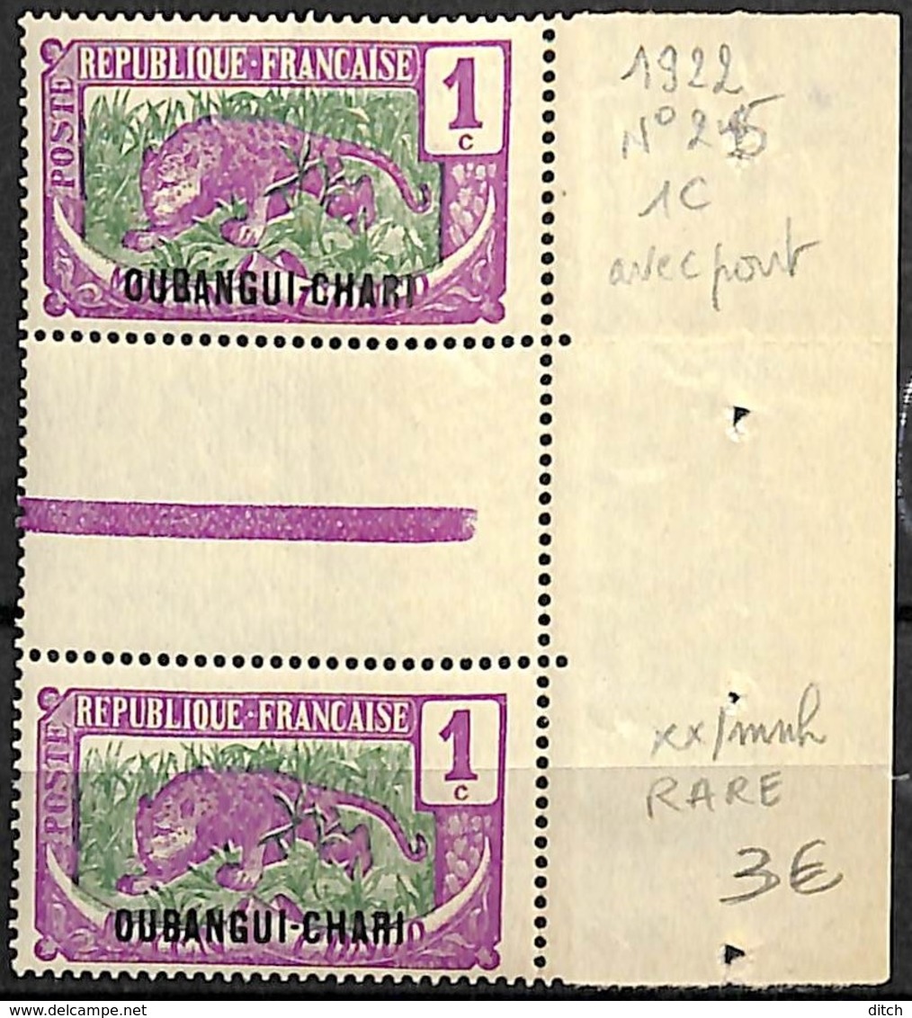D - [838211]TB//**/Mnh-Oubangui 1922 - N° 25, 1c Avec Pont, RARE, Félins - Unused Stamps