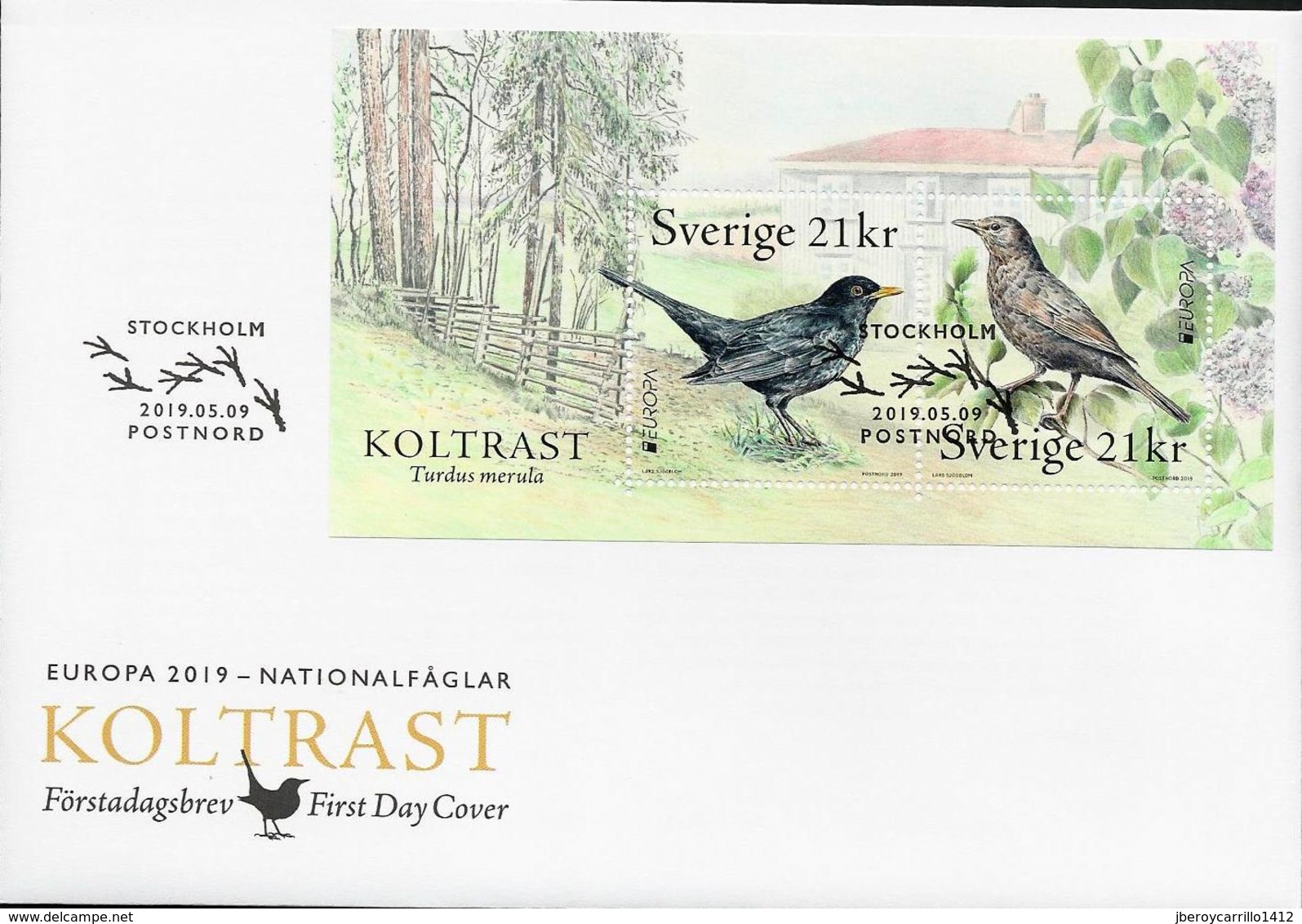 SUECIA /SWEDEN / SCHWEDEN/ SUÈDE / SWERIGE  -EUROPA 2019- NATIONAL BIRDS.-"AVES- BIRDS -VÖGEL- OISEAUX"- FDC Del BLOCK - 2019