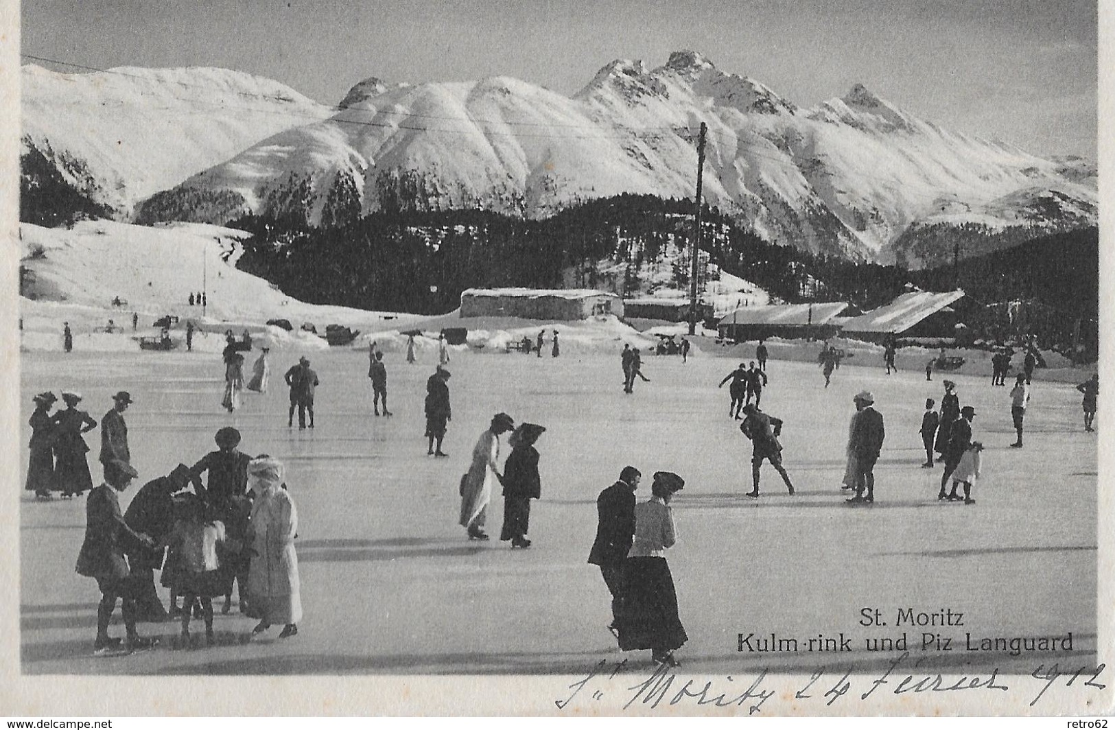 ST.MORITZ → Kulm-rink Mit Vielen Touristen Auf Der Eisbahn Anno 1912 - Saint-Moritz