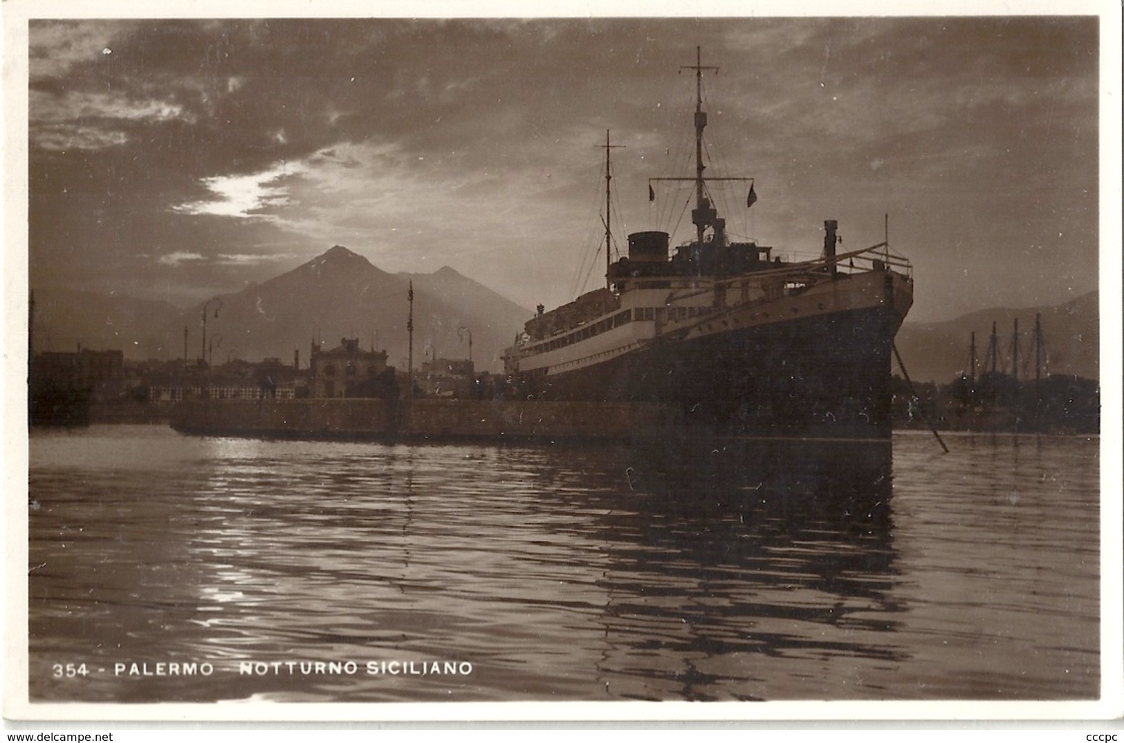 CPSM Italie Palermo - Notturno Siciliano Paquebot - Steamers