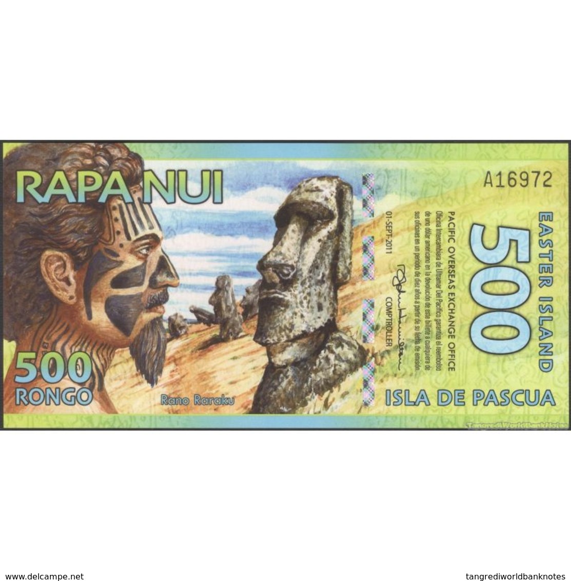 TWN - ISLA DE PASCUA (private Issue) - 500 Rongo 1.9.2011 Polymer UNC - Altri & Non Classificati