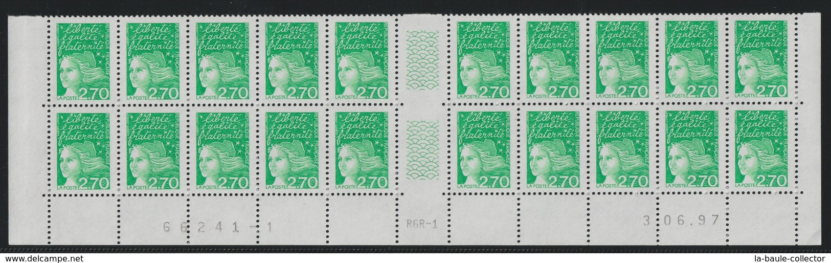 YT 3091a **  2,70F Vert Luquet, Basdf 20 TP 03.06.97, 10 Ex Sans BP Tàn - Unused Stamps