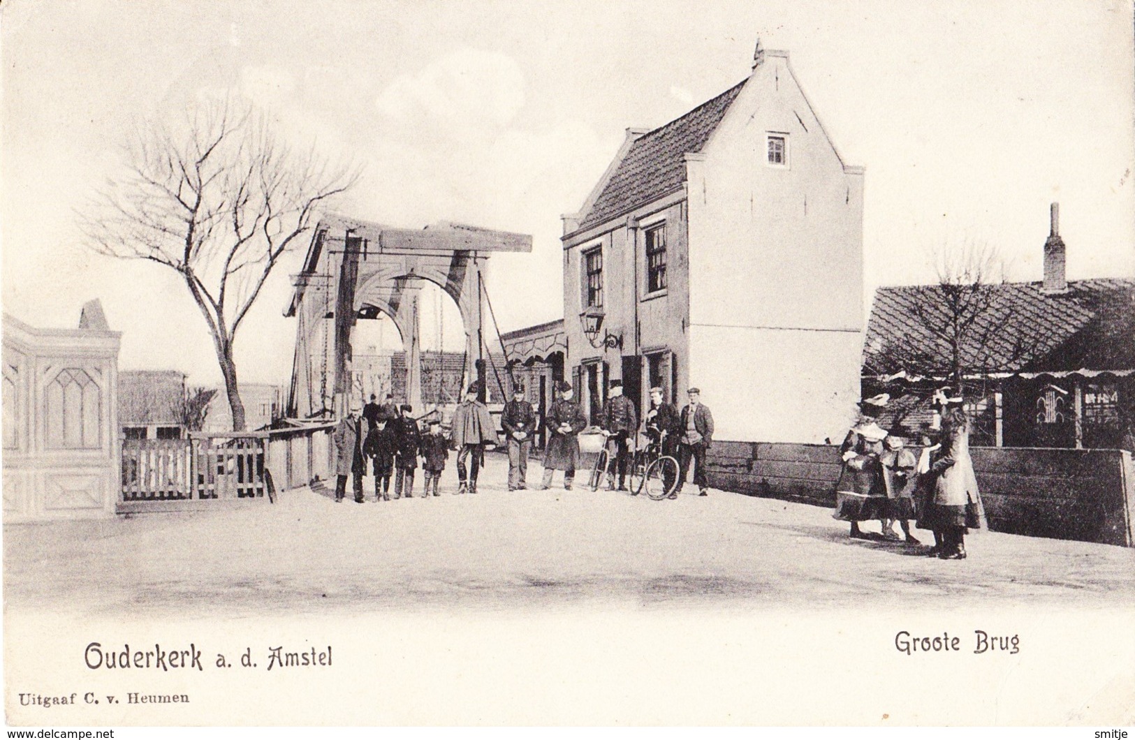 OUDERKERK A.D. AMSTEL 1905 GROOTE BRUG - MOOIE ANIMATIE - GELOPEN KAART - Autres & Non Classés