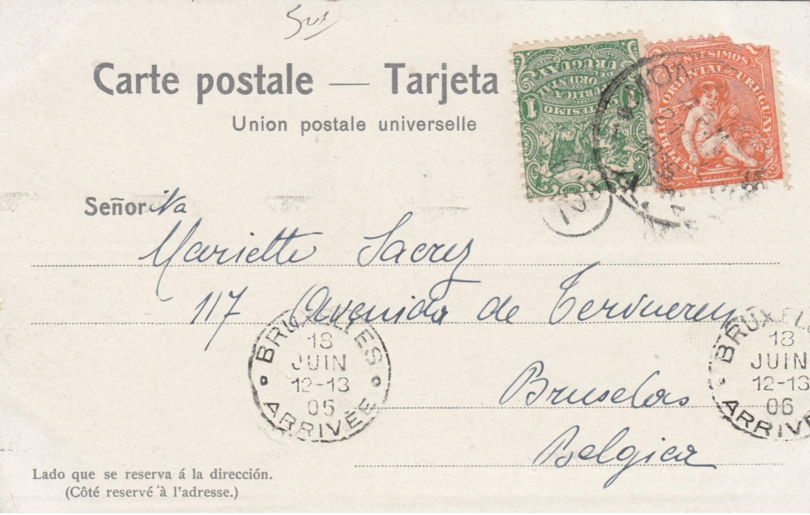 MONTEVIDEO , Uruguay , 1905 ; Baineario Capurro - El Corre - Uruguay