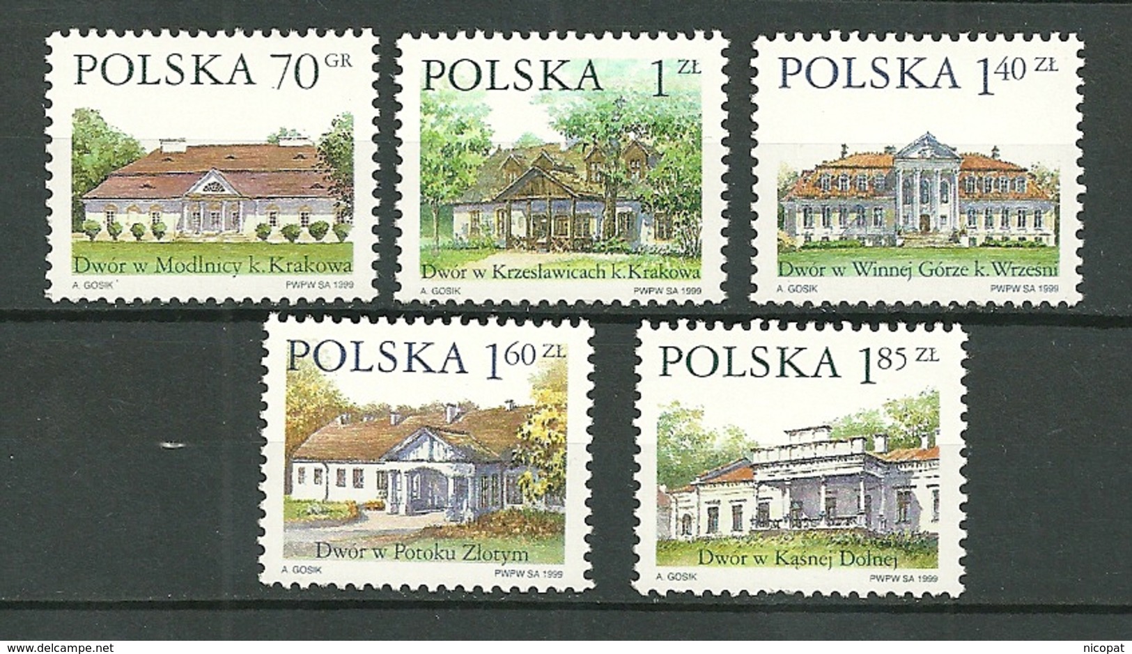 POLAND MNH ** 3550-3554 ARCHITECTURE. MOLDNICY KRZESLAWICACH. WINNEJ GORCE. POTOKU ZLOTYM. KASNEJ DOLNEJ - Neufs