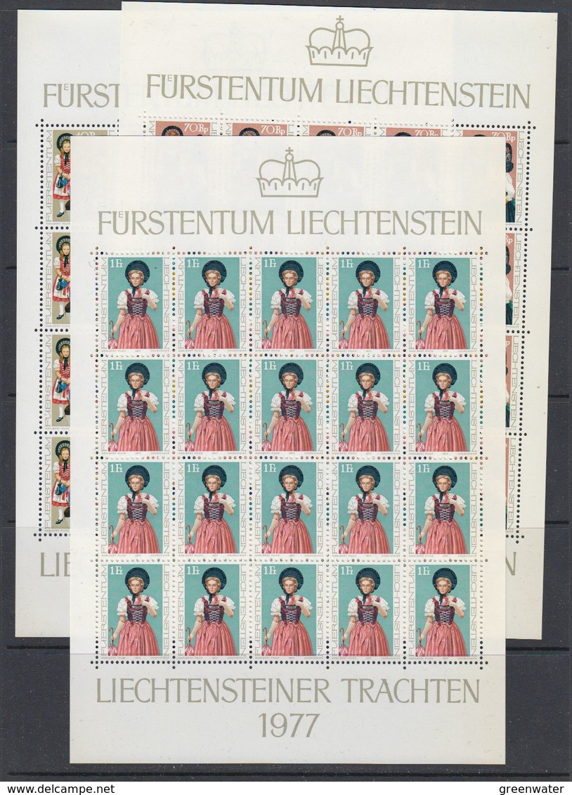 Liechtenstein 1977 Liechtensteiner Trachten 3v Sheetlets ** Mnh (F7873) - Ongebruikt