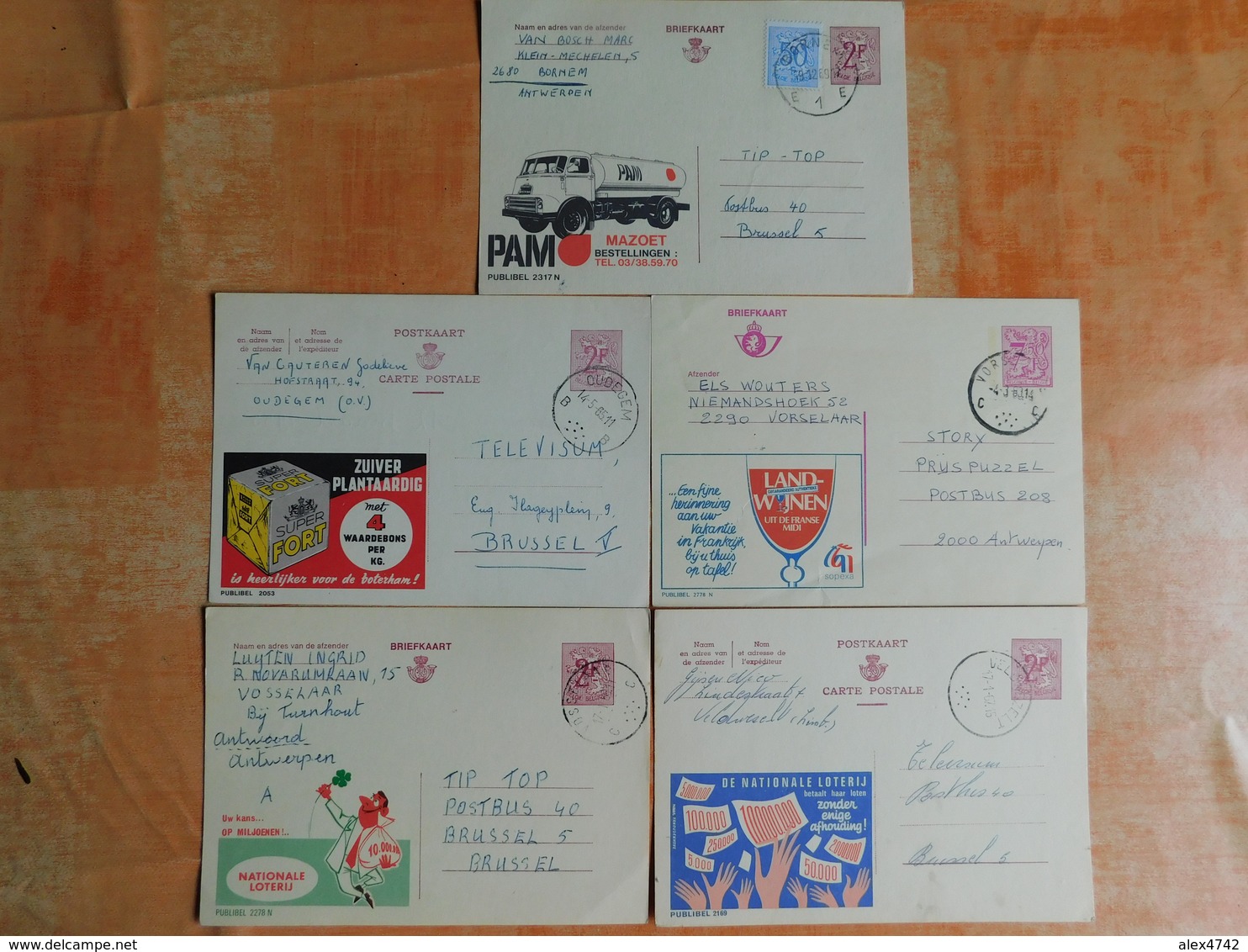 Lot De 5 Entiers Postaux Publibel (F8) - Publibels