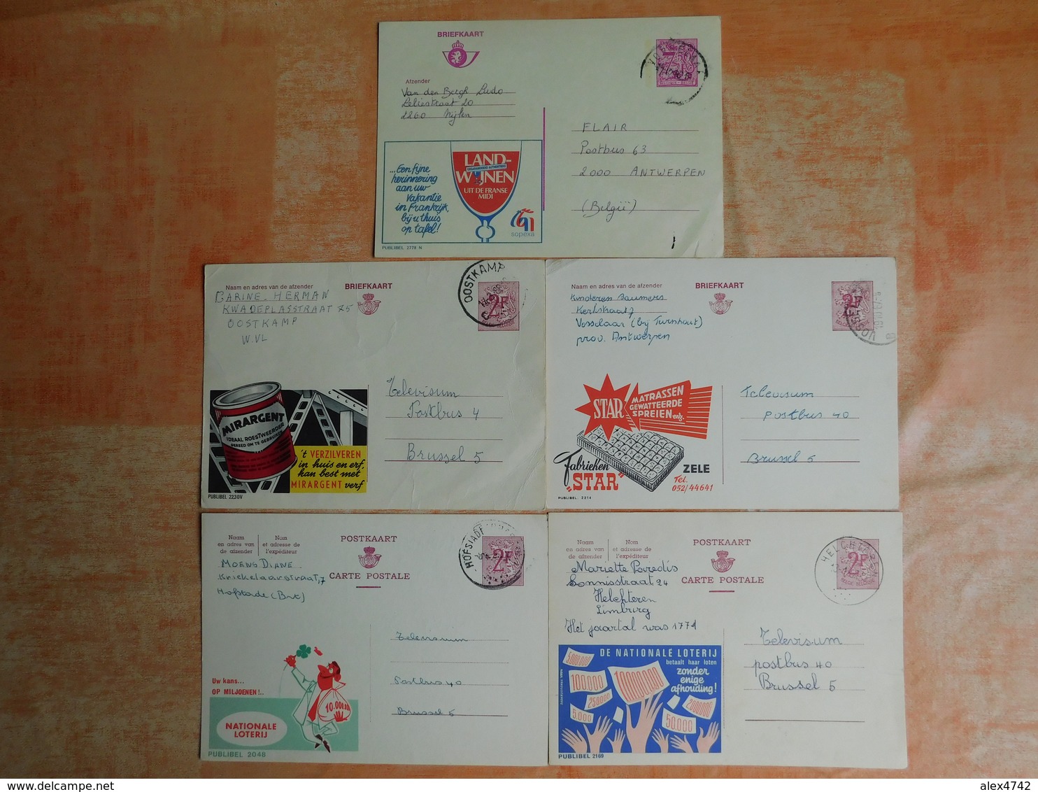 Lot De 5 Entiers Postaux Publibel (F8) - Publibels