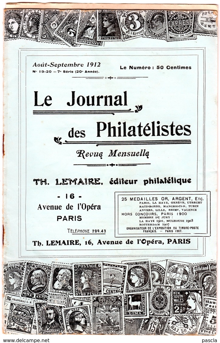 Le Journal Des Philatélistes - Aout Septembre 1912 - LEMAIRE - Etude Sur Les Oblitérations Françaises Cachet à Date - Philately And Postal History