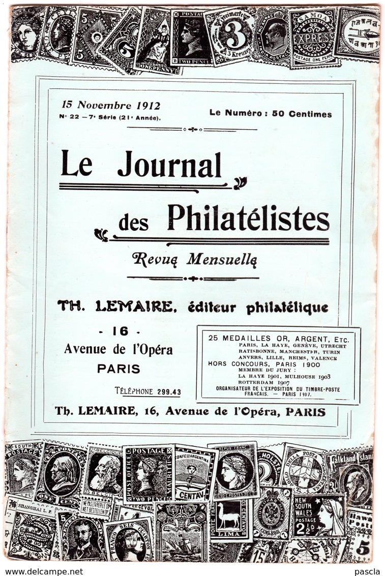 Le Journal Des Philatélistes - Novembre 1912 - LEMAIRE - Samoa Et Ses Timbres - Philately And Postal History