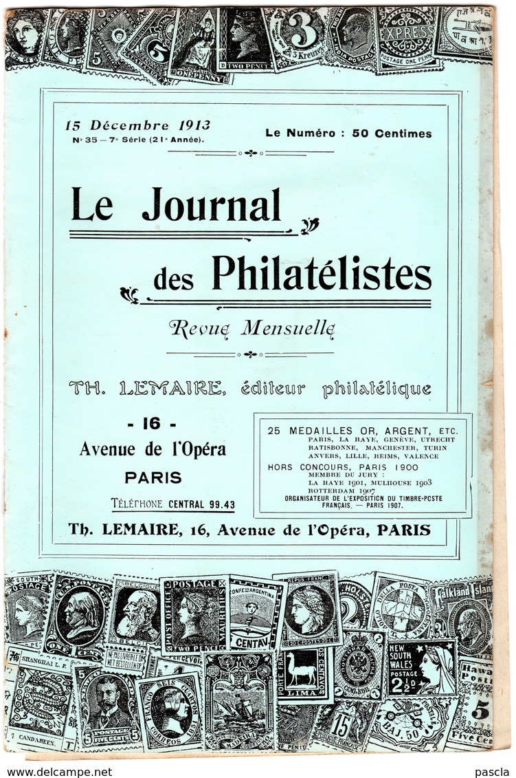 Le Journal Des Philatélistes - Décembre  1913 - LEMAIRE - - Philately And Postal History