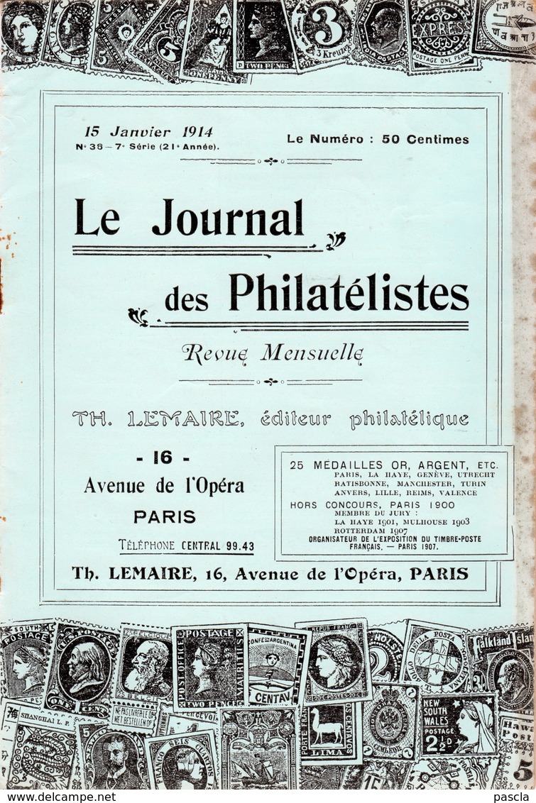 Le Journal Des Philatélistes - Janvier 1914 - LEMAIRE - Cachet à Date Des Gares - Philatélie Et Histoire Postale