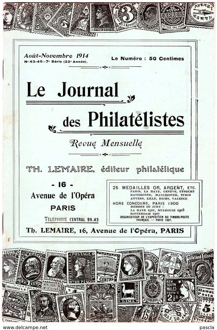 Le Journal Des Philatélistes - Aout  Novembre 1914 - LEMAIRE - La Philatélie Et La Guerre - Philately And Postal History
