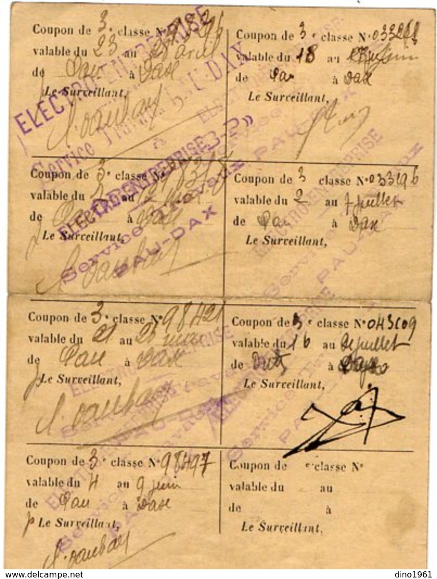 VP15.426 - TARBES 1923 - Carte D'Identité - Electrification Chemins De Fer Du Midi - Sté L'Electro - PARIS X PAU X DAX - Autres & Non Classés
