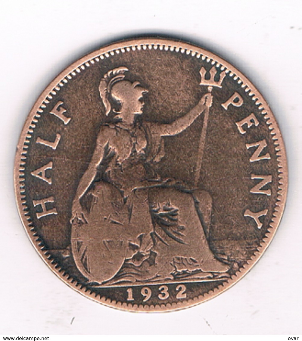 HALF  PENNY  1932  GROOT BRITANNIE /5331// - C. 1/2 Penny