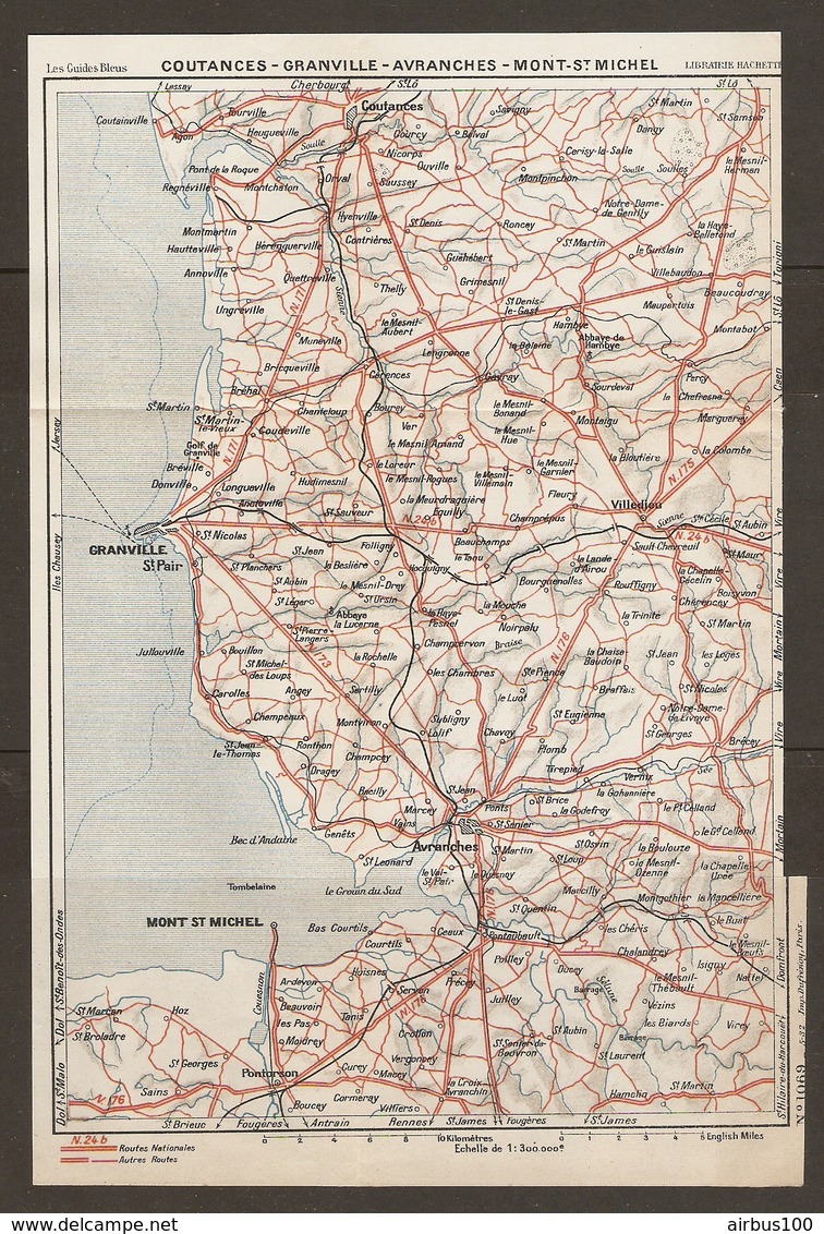 CARTE PLAN 1932 N° 1069 - NORMANDIE - COUTANCES GRANVILLE AVRANCHES MONT St MICHEL VILLEDIEU Les POELES - Mapas Topográficas