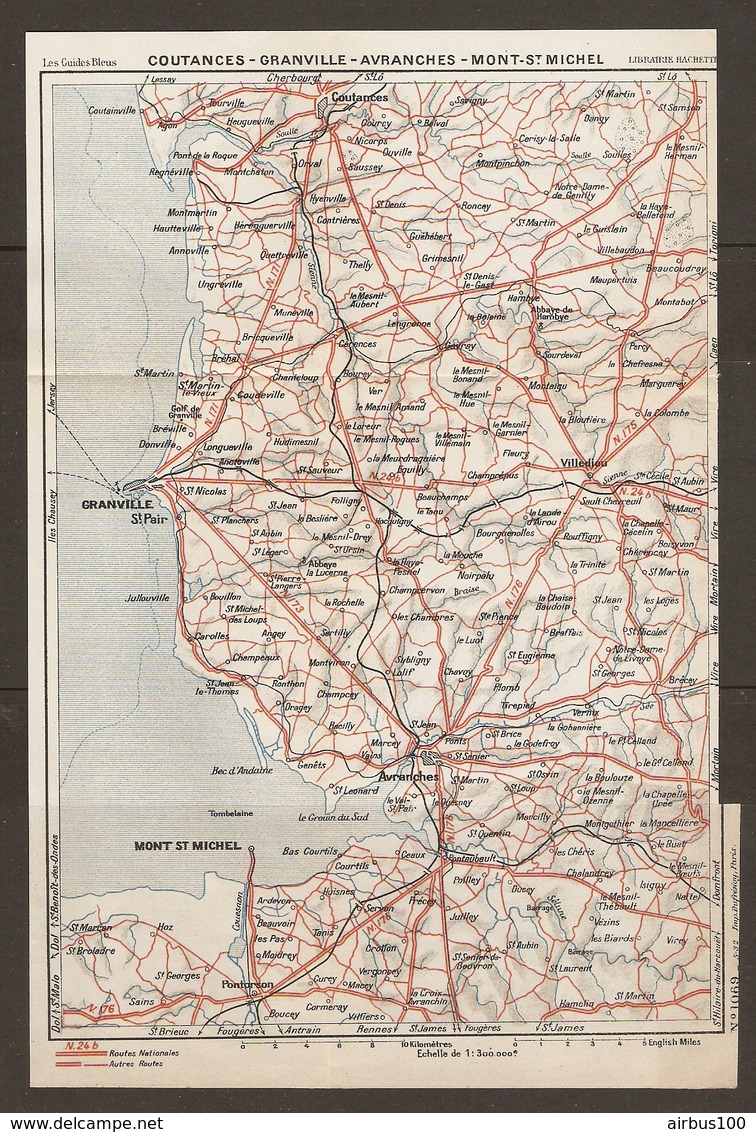 CARTE PLAN 1932 N° 1069 - NORMANDIE - COUTANCES GRANVILLE AVRANCHES MONT St MICHEL VILLEDIEU Les POELES - Topographical Maps