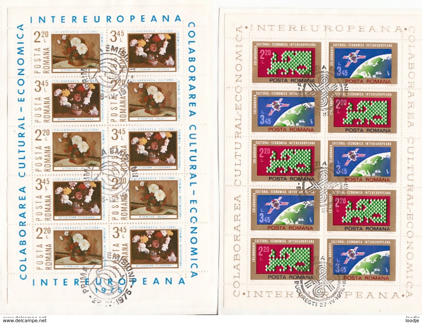 Roemenie Kleinbogen Intereuropa 1974 En 1975 Op Papier Gestempeld  Fine Used Sheets - Used Stamps