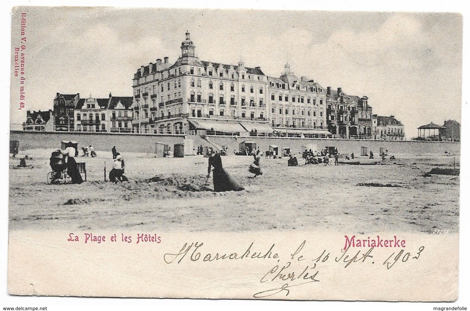 CPA PK  MARIAKERKE  LA PLAGE ET LES HOTELS  CARTE ANIMEE - Autres & Non Classés