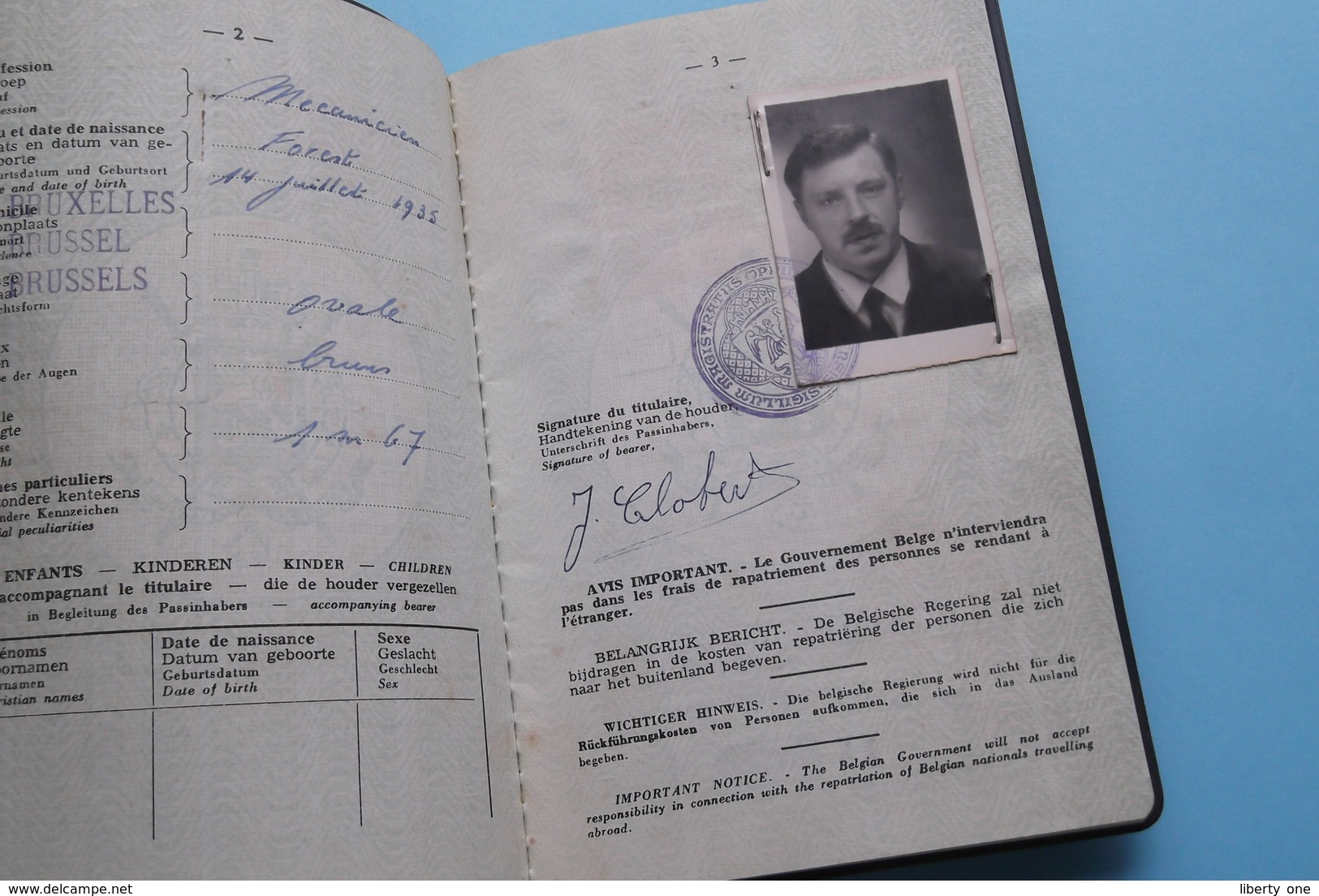 PASSEPORT - PASPOORT - REISEPASS - PASSPORT ( Belgique ) Clobert FOREST 1935 ( Zie Foto's Details ) 1969 ! - Unclassified