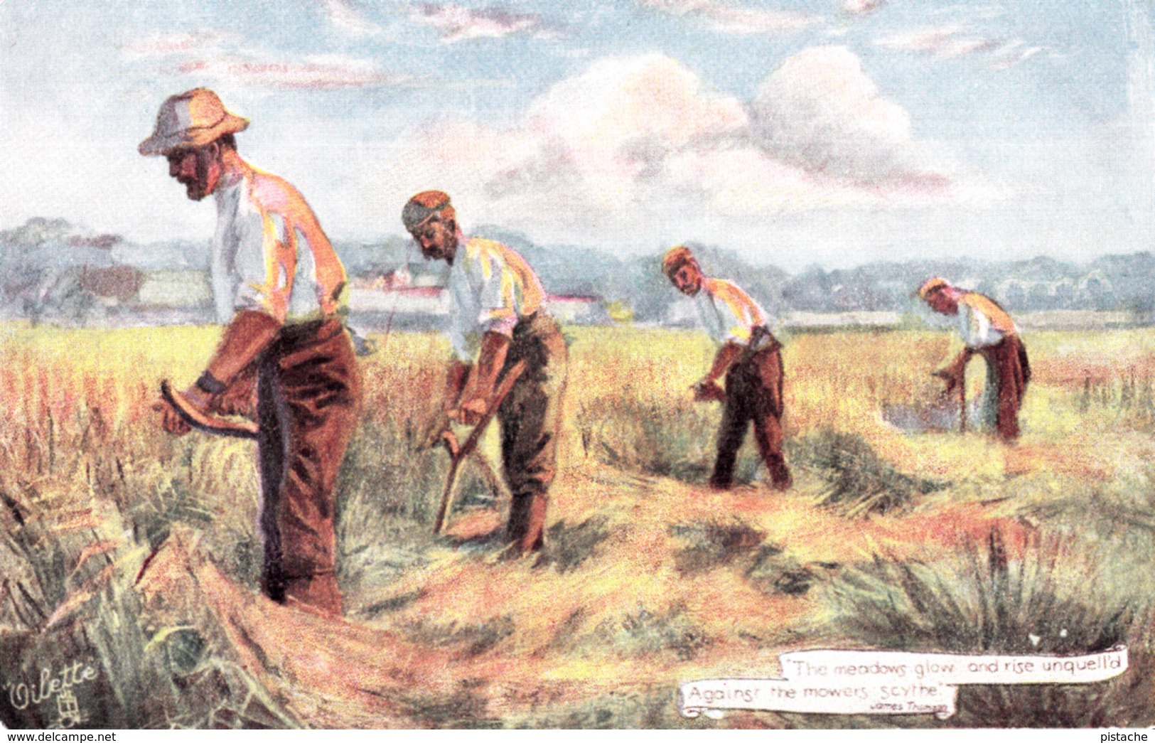 Men Harvesting Harvest - Raphael Tuck & Sons Oilette Country Life No. 9075 - 2 Scans - Cultivation