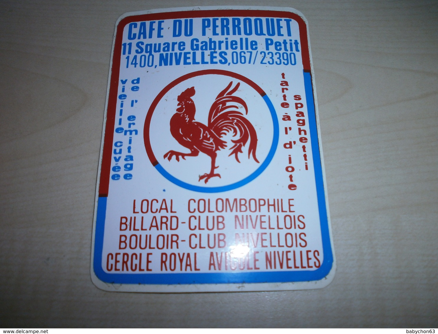 Autocollant Ancien NIVELLES Café Du Perroquet - Other & Unclassified