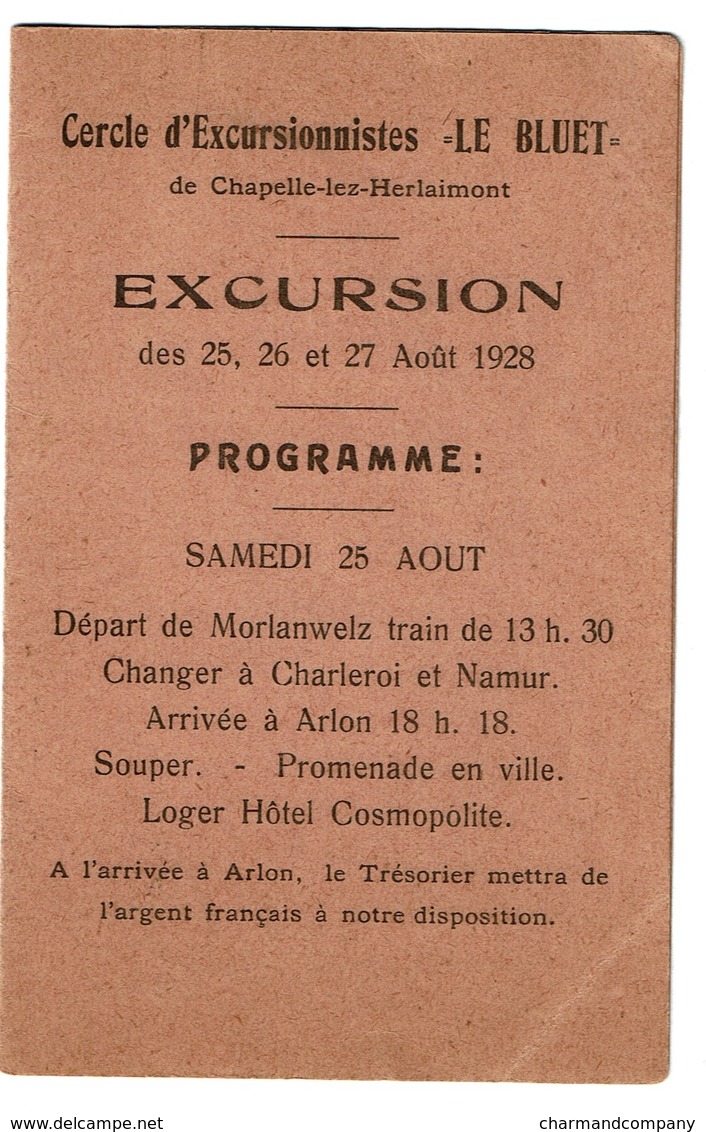 Carte D'excursionnistes Le Bluet - Chapelle-lez-Herlaimont - 1928 - Boucherie Jules Droulez-Hespel Templeuve - 3 Scans - Chapelle-lez-Herlaimont