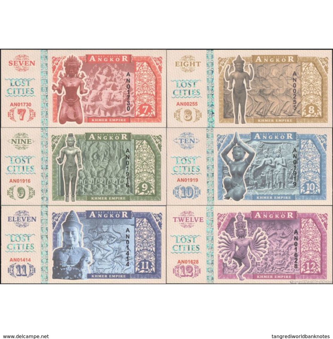 TWN - LOST CITIES (private Issue) - 7-12 Lost Cities 2016 Angkor, Khmer Empire - Set Of 6 - Private Issue﻿﻿ UNC - Altri & Non Classificati