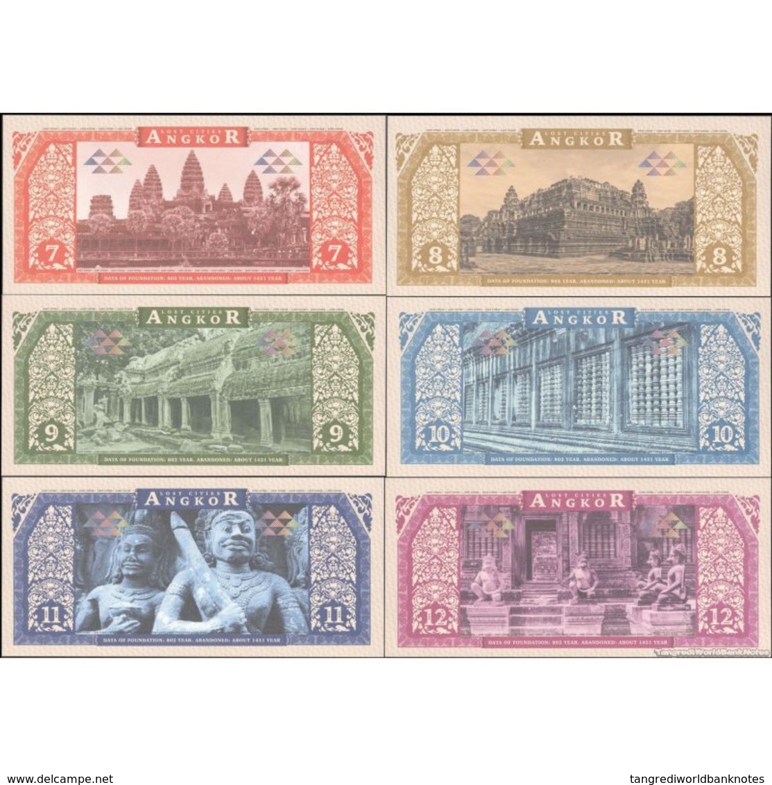 TWN - LOST CITIES (private Issue) - 7-12 Lost Cities 2016 Angkor, Khmer Empire - Set Of 6 - Private Issue﻿﻿ UNC - Altri & Non Classificati