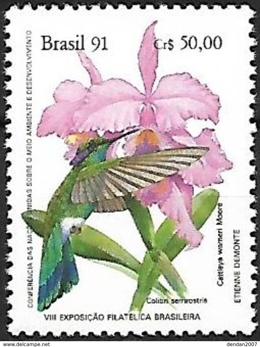 BRAZIL - MNH - 1991 - White-vented Violetear    Colibri Serrirostris - Colibris