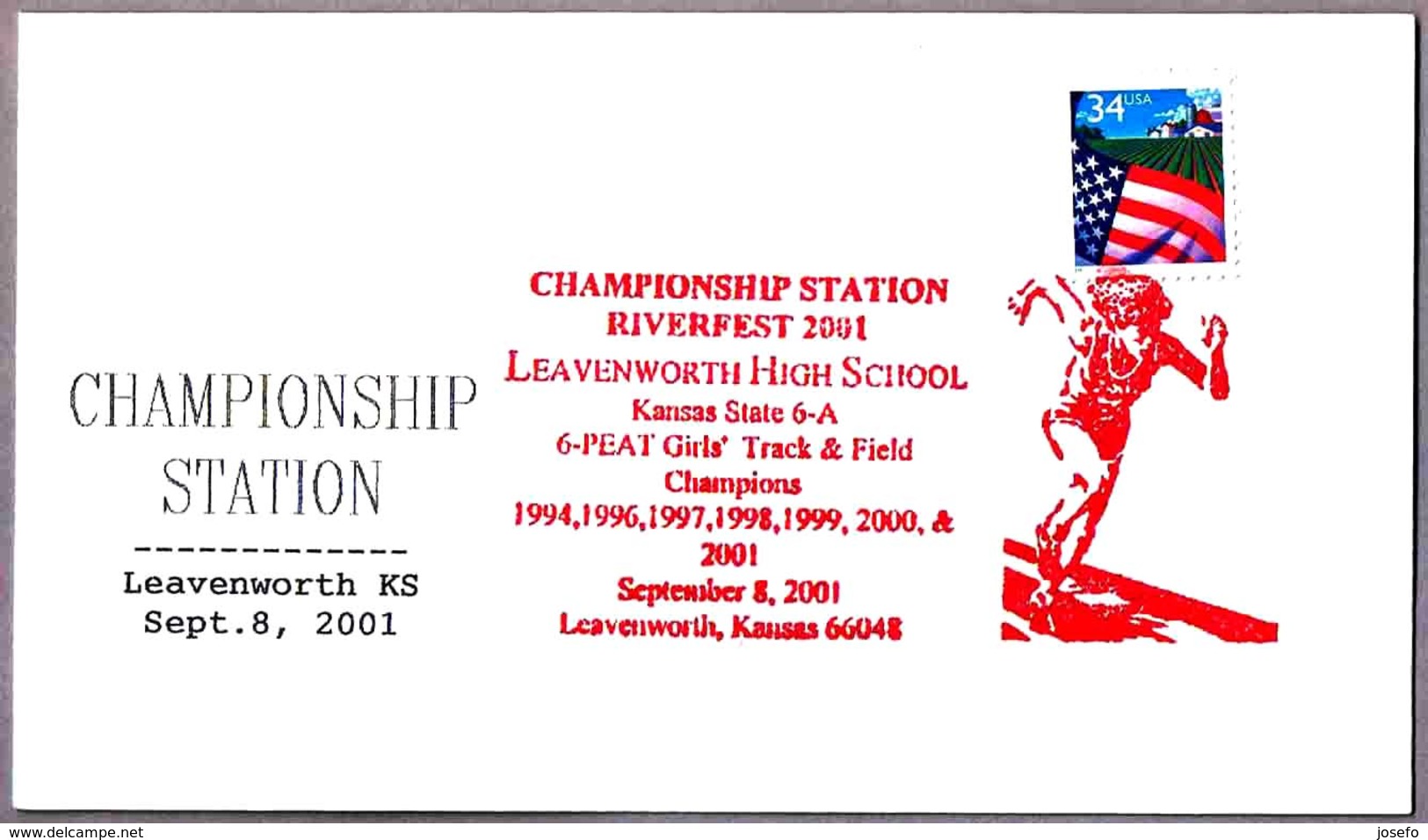 KANSAS STATE 6-A 6-PEAT Girls' Track & Field Champions. Leavenworth KS 2001 - Atletismo